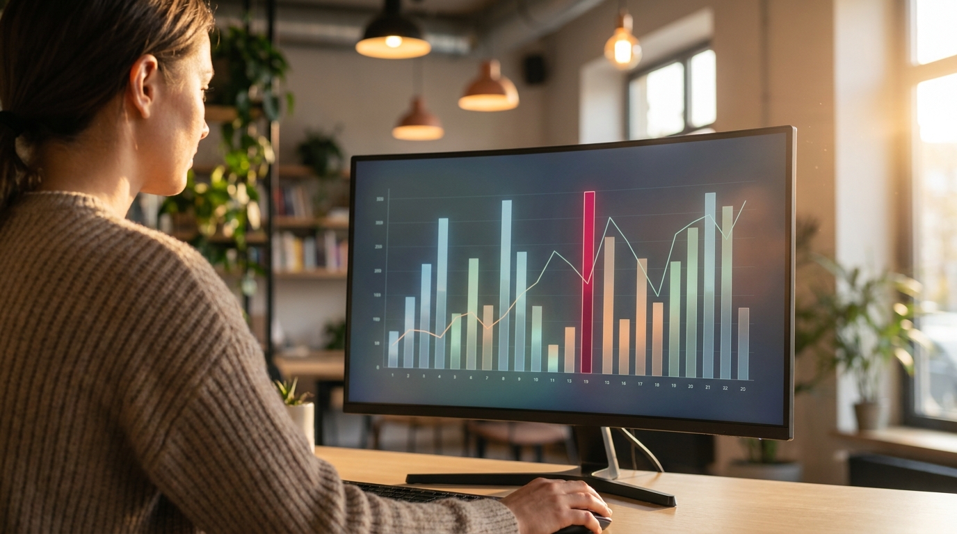 SEO výsledky — analytik pri monitore
