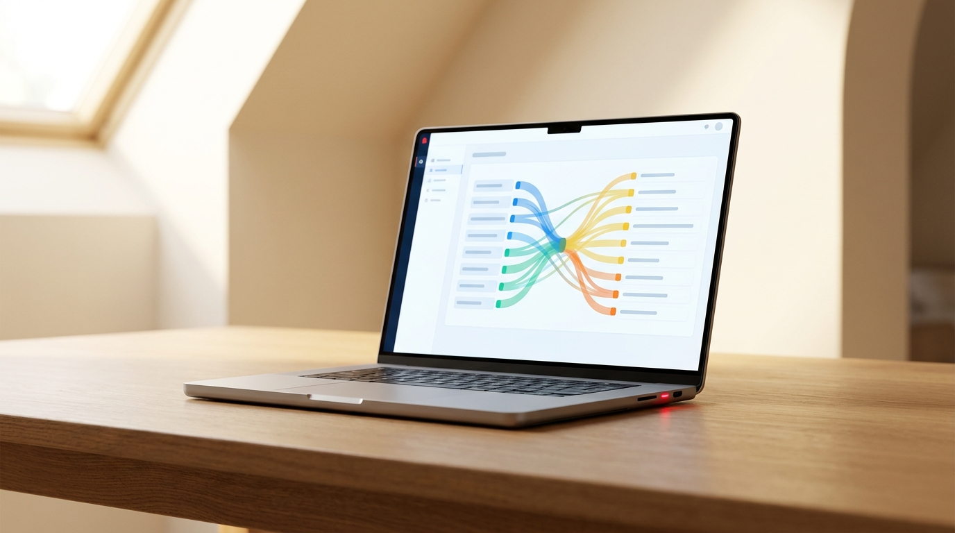 API integrácia eshopu — laptop s dashboard zobrazujúcim prepojenia systémov