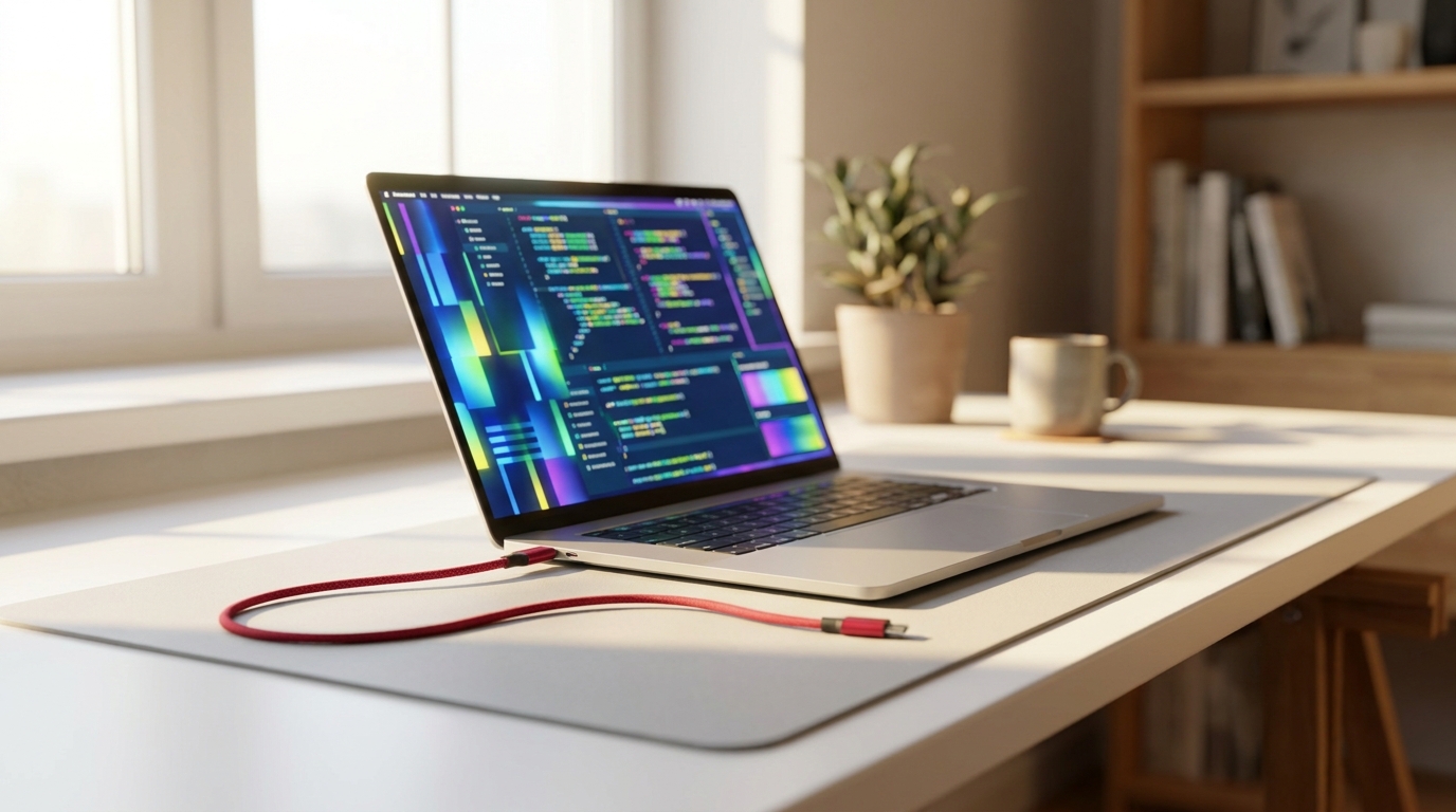 React a Next.js vývoj na Slovensku — vývojárske pracovisko s laptopom
